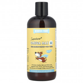 Wonder Paws, Superhero® Omega Max 3X, рыбий жир, дикий аляскинский лосось, треска и криль, для собак всех возрастов, 473 мл (16 унций) - описание | фото