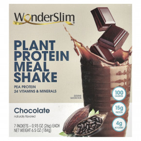 WonderSlim, коктейль из растительных протеинов, со вкусом шоколада, 7 пакетиков по 26 г (0,93 унции) в Москве - eco-herb.ru | фото