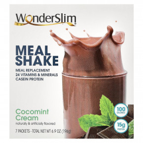 WonderSlim, Meal Shake, Meal Shake, крем Cocomint, 7 пакетиков по 28 г в Москве - eco-herb.ru | фото