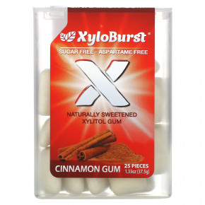 Xyloburst, ксилитоловая камедь, со вкусом корицы, 25 шт., 37,5 г (1,33 унции) - описание | фото