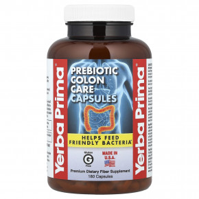 Yerba Prima, пребиотики для здоровья кишечника, 180 капсул - описание | фото