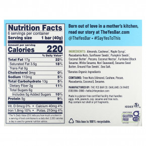 Yes Bar, Snack Bar, черная морская соль кунжута, 6 батончиков по 40 г (1,4 унции) в Москве - eco-herb.ru | фото