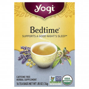 Yogi Tea, Bedtime®, без кофеина, 16 чайных пакетиков, 24 г - описание | фото