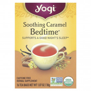 Yogi Tea, Bedtime®, успокаивающая карамель, без кофеина, 16 чайных пакетиков, 30 г (1,07 унций) - описание | фото