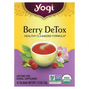 Yogi Tea, Berry DeTox, ягодный чай, без кофеина, 16 чайных пакетиков, 32 г (1,12 унции) - описание