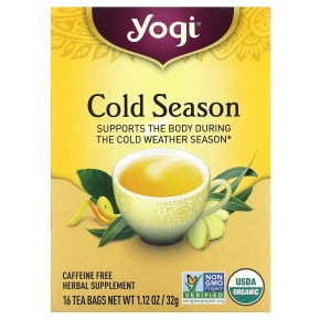 Yogi Tea, Cold Season, Caffeine Free, 16 Tea Bags, 1.12 oz (32 g) в Москве - eco-herb.ru | фото