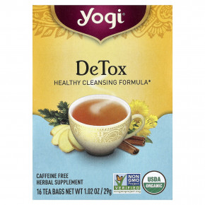 Yogi Tea, DeTox, без кофеина, 16 чайных пакетиков, 29 г (1,02 унции) - описание | фото