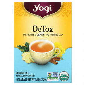 Yogi Tea, Detox, без кофеина, 16 чайных пакетиков, 29 г (1,02 унции) - описание | фото