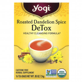 Yogi Tea, DeTox, обжаренный одуванчик, без кофеина, 16 чайных пакетиков, 24 г (0,85 унции) - описание
