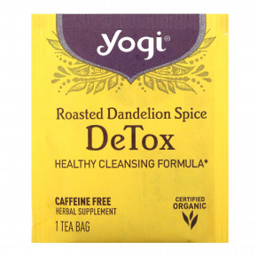 Yogi Tea, DeTox, обжаренный одуванчик, без кофеина, 16 чайных пакетиков, 24 г (0,85 унции) в Москве - eco-herb.ru | фото