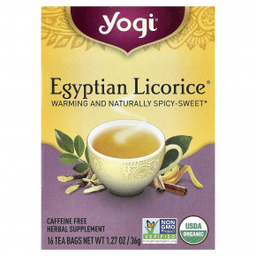 Yogi Tea, Egyptian Licorice®, без кофеина, 16 чайных пакетиков, 36 г (1,27 унции) - описание | фото