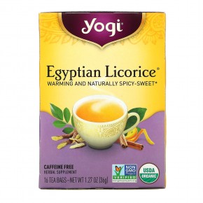 Yogi Tea, Egyptian Licorice (Египетская лакрица), без кофеина, 16 чайных пакетиков, 36 г (1,27 унции) - описание