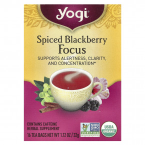 Yogi Tea, Focus, ежевика с пряностями, 16 чайных пакетиков, 32 г (1,12 унции) - описание | фото