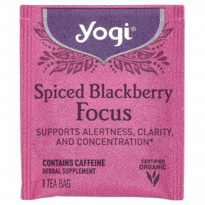 Yogi Tea, Focus, ежевика с пряностями, 16 чайных пакетиков, 32 г (1,12 унции) в Москве - eco-herb.ru | фото