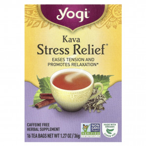 Yogi Tea, Kava Stress Relief (Кава антистресс), без кофеина, 16 чайных пакетиков, 36 г (1,27 унции) в Москве - eco-herb.ru | фото