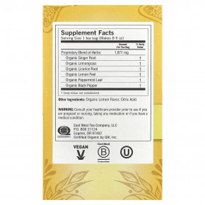 Yogi Tea, лимон и имбирь, без кофеина, 16 чайных пакетиков, 36 г (1,27 унции) в Москве - eco-herb.ru | фото