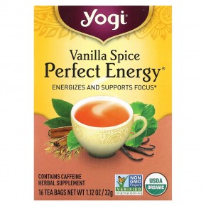 Yogi Tea, Абсолютная энергия, пряная ваниль, 16 чайных пакетиков, 1,12 унции (32 г) - описание