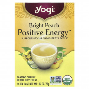 Yogi Tea, Positive Energy™, Bright Peach , 16 Tea Bags, 1.02 oz (29 g) в Москве - eco-herb.ru | фото