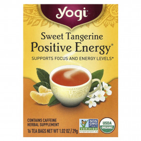 Yogi Tea, Positive Energy, сладкий мандарин, 16 чайных пакетиков, 29 г (1,02 унции) - описание