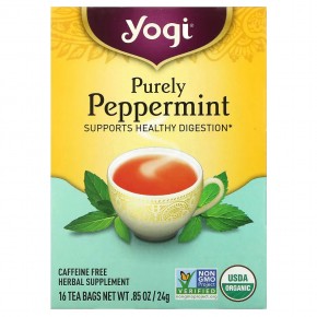 Yogi Tea, Purely Peppermint, без кофеина, 16 чайных пакетиков, 24 г (0,85 унции) - описание