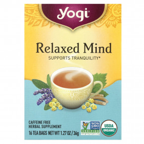 Yogi Tea, Relaxed Mind, чай без кофеина, 16 чайных пакетиков, 32 г (1,12 унции) в Москве - eco-herb.ru | фото