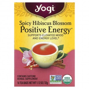 Yogi Tea, Spicy Hibiscus Positive Energy, 16 чайных пакетиков, 32 г (1,12 унции) в Москве - eco-herb.ru | фото