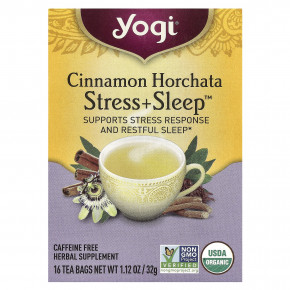 Yogi Tea, Stress + Sleep, орчата с корицей, без кофеина, 16 чайных пакетиков, 32 г (1,12 унции) в Москве - eco-herb.ru | фото