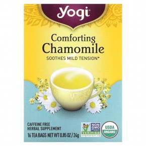 Yogi Tea, успокаивающая ромашка, без кофеина, 16 чайных пакетиков, 24 г (0,85 унции) - описание