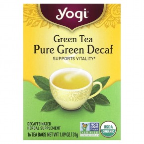 Yogi Tea, Зеленый чай Pure Green Decaf, 16 чайных пакетиков, 1.09 унций (31 г) - описание
