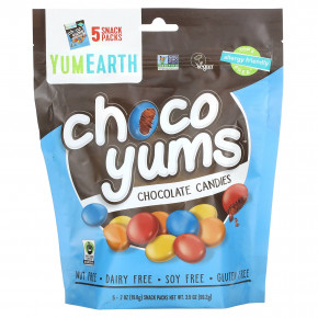 YumEarth, Choco Yums, Chocolate Candies, 5 Snack Packs, 0.7 oz (19.8 g) Each в Москве - eco-herb.ru | фото