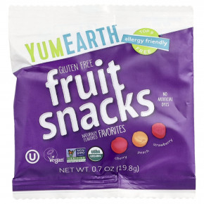YumEarth, фруктовые снеки без глютена, ассорти любимых вкусов, 10 упаковок по 19,8 г (0,7 унции) в Москве - eco-herb.ru | фото