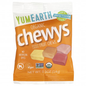 YumEarth, Organic Chewys ™, фруктовые жевательные таблетки, 15 пакетиков для снеков, 14 г (0,5 унции) в Москве - eco-herb.ru | фото