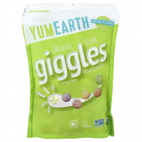 YumEarth, Organic Giggles®, жевательные конфеты, вкус кислых ингредиентов, 142 г (5 унций) - описание | фото