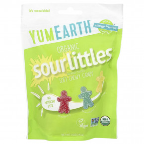 YumEarth, Organic Sour Littles, мягкие жевательные конфеты, клубника, голубая малина, лимон, 142 г (5 унций) в Москве - eco-herb.ru | фото