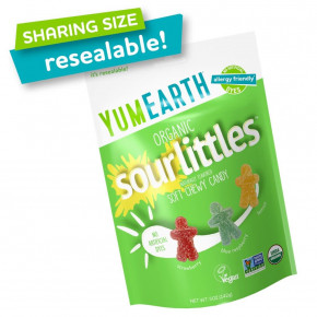 YumEarth, Organic Sour Littles, мягкие жевательные конфеты, клубника, голубая малина, лимон, 142 г (5 унций) в Москве - eco-herb.ru | фото