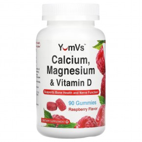 YumVs, Calcium, Magnesium & Vitamin D, Raspberry Flavor, 90 Gummies в Москве - eco-herb.ru | фото