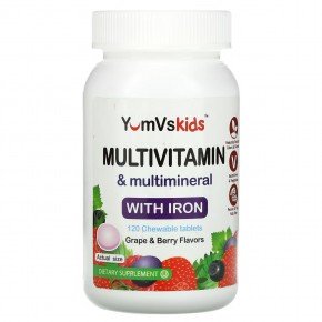 YumV's, Мультивитамины и мультиминералы с железом, виноградом и ягодами, 120 жевательных таблеток в Москве - eco-herb.ru | фото