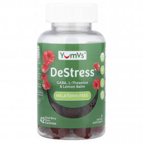 YumVs, DeStress, жевательные таблетки, без мелатонина, со вкусом ягодного ассорти, 42 жевательные таблетки - описание | фото