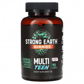 YumVs, Strong Earth, жевательные мармеладки для подростков, малина, 90 жевательных таблеток - описание | фото