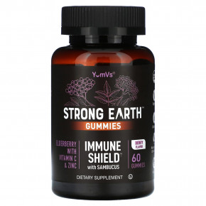 YumVs, Strong Earth, жевательные таблетки Immune Shield с самбукусом, ягодами, 60 жевательных таблеток в Москве - eco-herb.ru | фото