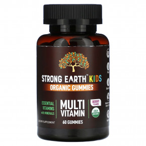 YumVs, Strong Earth Kids, органические жевательные мармеладки, мультивитамины, ягоды, 60 жевательных таблеток - описание | фото