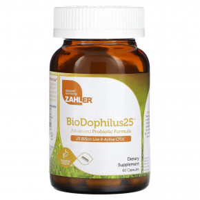 Zahler, BioDophilus25, улучшенная формула пробиотика, 25 млрд КОЕ, 60 капсул - описание