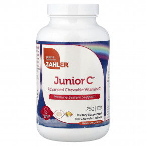 Zahler, Junior C™, улучшенная формула жевательного витамина C, с натуральным апельсиновым вкусом, 250 мг, 180 жевательных таблеток в Москве - eco-herb.ru | фото