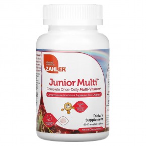 Zahler, Junior Multi, комплексный мультивитамин для приема по 1 таблетке в день, натуральный вишневый вкус, 90 жевательных таблеток - описание