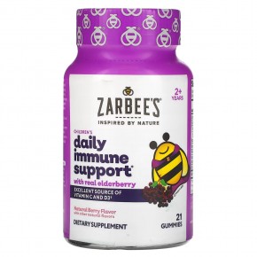 Zarbee's, Mighty Bee, средство с бузиной для укрепления иммунитета у детей, натуральный ягодный вкус, 21 жевательная конфета в Москве - eco-herb.ru | фото