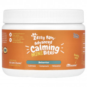 Zesty Paws, Advanced Calming Mini Bites, для собак, для собак, с индейкой, 90 жевательных таблеток, 157 г (5,5 унции) в Москве - eco-herb.ru | фото
