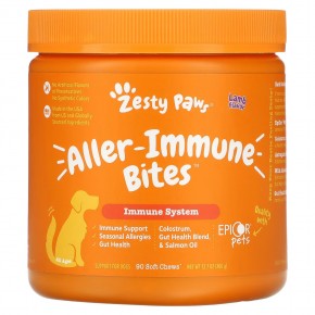Zesty Paws, Aller-Immune Bites, добавка для собак всех возрастов, со вкусом ягненка, 90 жевательных таблеток, 315 г (11,1 унции) - описание