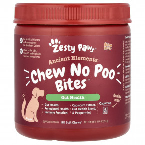 Zesty Paws, Ancient Elements®, Chew No Poo Bites™, For Dogs, All Ages, Bison, 90 Soft Chews, 10.4 oz (297 g) в Москве - eco-herb.ru | фото
