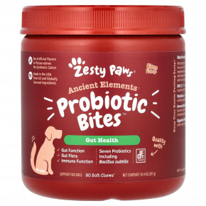Zesty Paws, Ancient Elements, Probiotic Bites, For Dogs, All Ages, Bison, 90 Soft Chews, 10.4 oz (297 g) - описание | фото