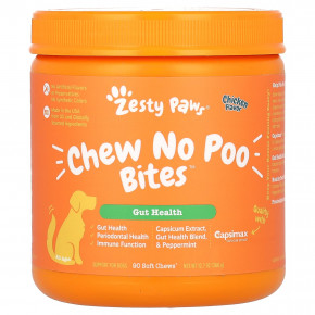 Zesty Paws, Chew No Poo Bites, добавка для здоровья кишечника, для собак, со вкусом курицы, 90 жевательных таблеток, 360 г (12,7 унции) в Москве - eco-herb.ru | фото